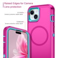 thumbnail image 3 of I-HONVA For iPhone 14/15 Plus Case Compatible with MagSafe,3-Layer Military Grade Drop Protection Anti-Slip Bumper Rugged Shockproof Dustproof Protection 6.7 inch Phone Case,Rose Turquoise, 3 of 7