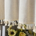thumbnail image 4 of Vireellx Boho Curtains for Bedroom, Cream Hollow Crochet Stripes and Florals Print Cotton Linen Fabric Patchwork, Bohemian Beige Tassel Semi-Blackout Window Panel Farmhouse Drape, 4 of 7