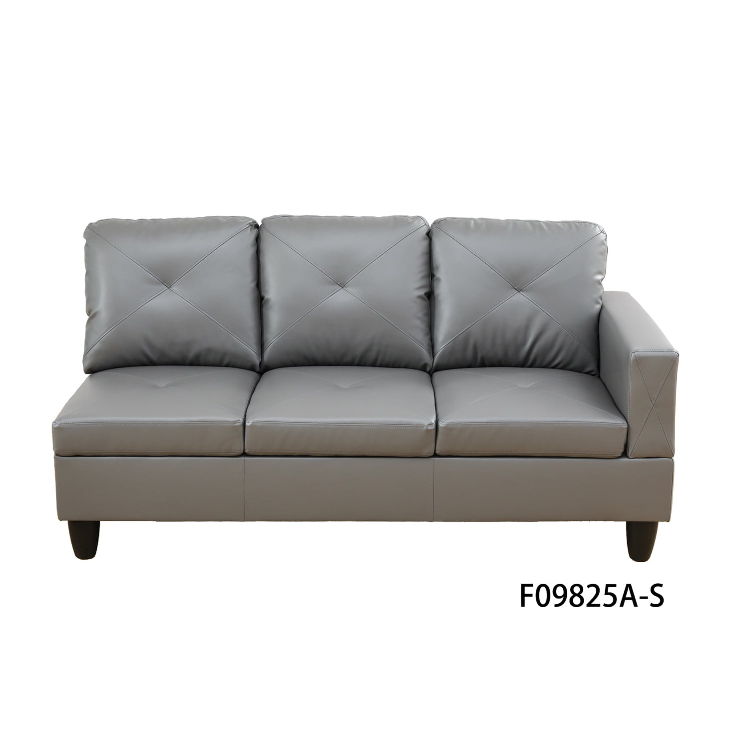 Hommoo Faux Leather Modern Sectional Sofa, Living Room Furniture Sets,L Shaped 4-Seat Couch Sofa Set for Home, Apartment, Dorm, 16'' Back Height, Dark Grey(No Ottomans)