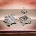 thumbnail image 2 of Forever Jewels 2Ct Round Cut Moissanite Men's Square Stud Earrings 14K White Gold Plated, 2 of 2