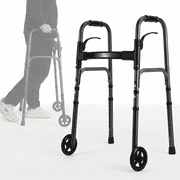 Naipo Compact Folding Walker for Seniors & Adults, Deluxe Lightweight Mobility Aids Walker with 5 Wheels and Trigger Release up to 300 lbs, Aluminium