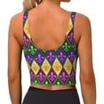 thumbnail image 3 of Vsdgher Mardi Gras4 Print Women Sleeveless Athletic Tank Top Built-in Bra Camisole Sports Vest for Yoga Running Fitness Exercise with Removable Pads, 3 of 8