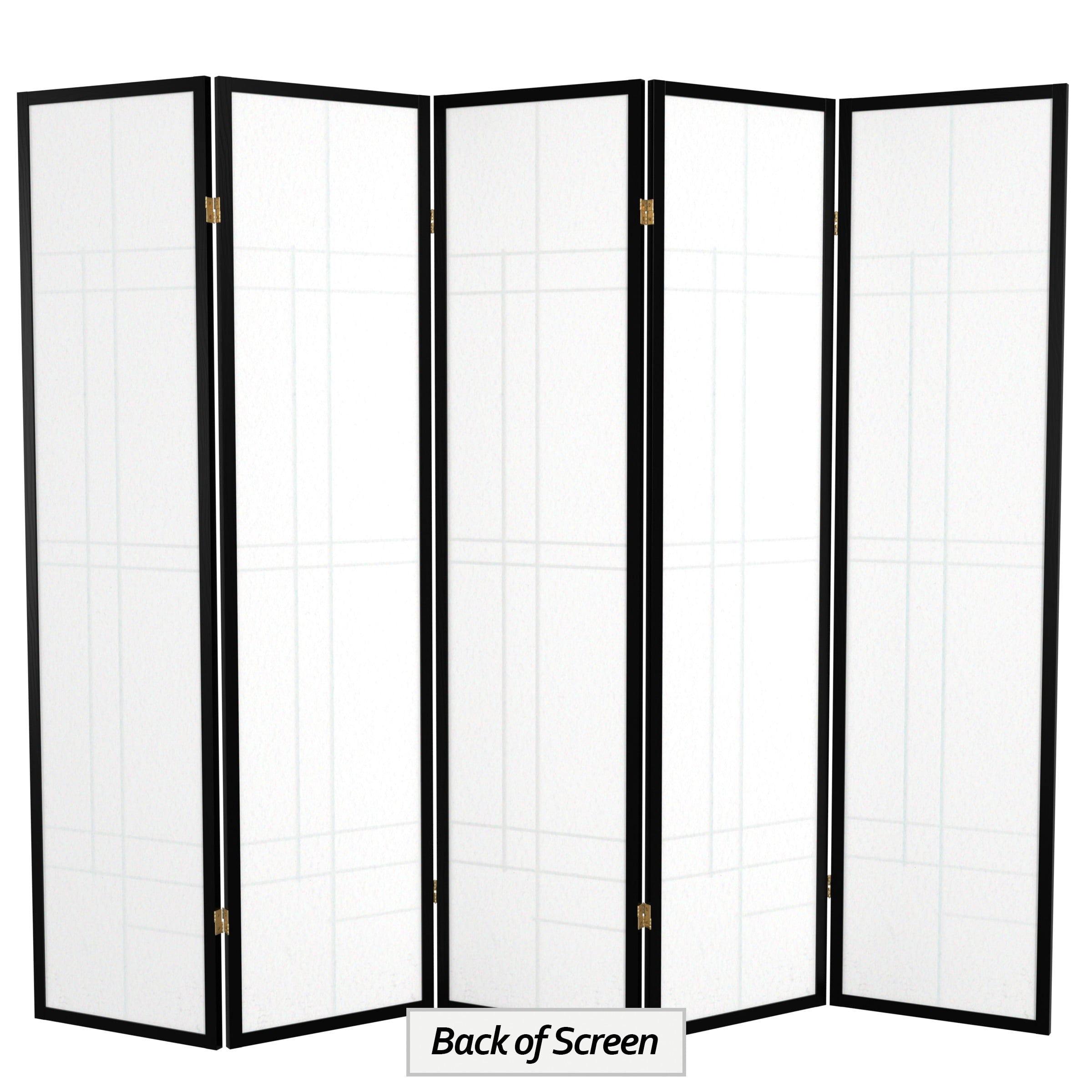 Red Lantern 6 ft. Tall Eudes Shoji Screen - Black - 5 Panels