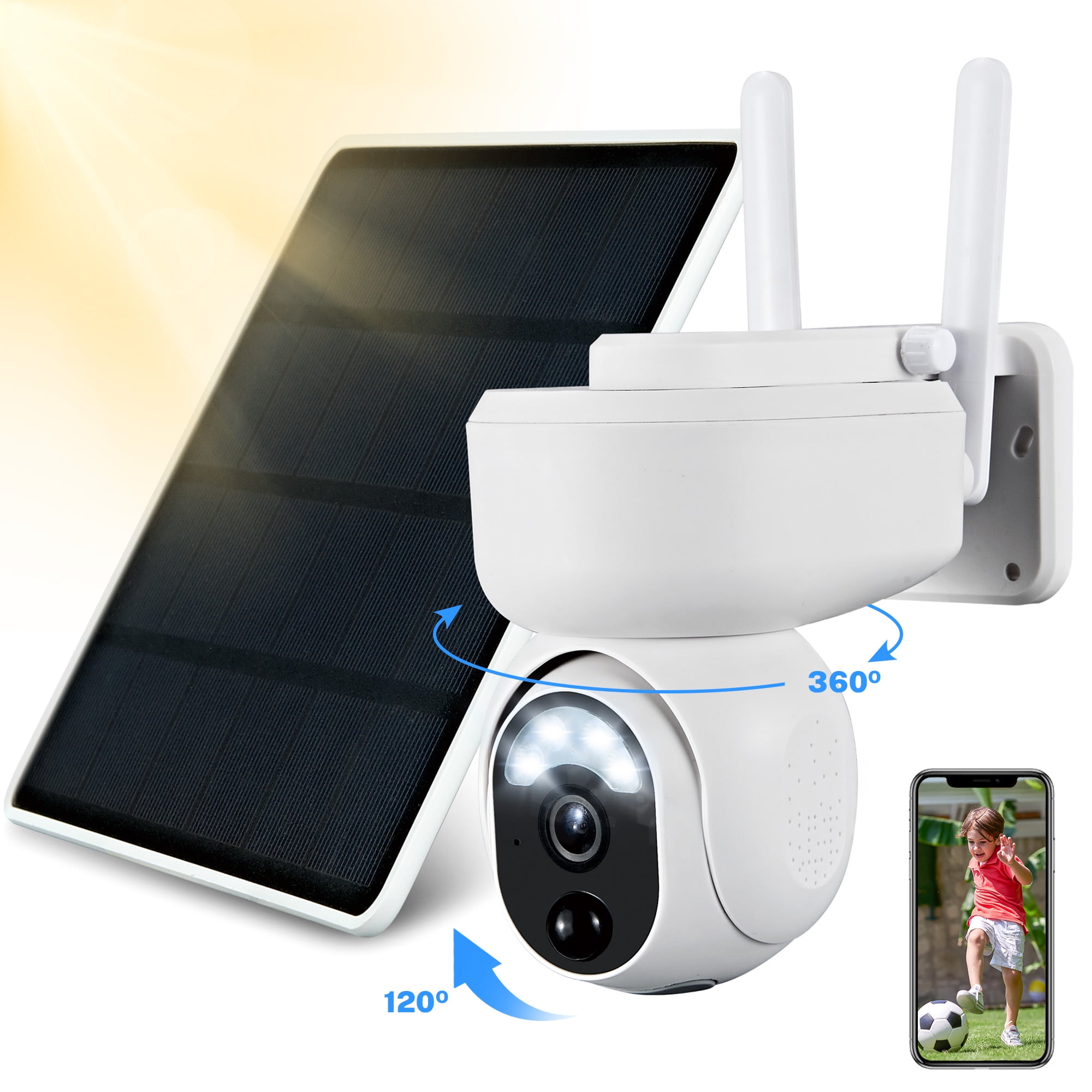 kalligrafi Alle jord Wireless Security Camera, Solar Outdoor Camera with 365-Day Battery Life  and Motion Detection, 1080P Security Camera, IP65 Waterproof and 2 Way  Audio, WiFi Connection - Walmart.com