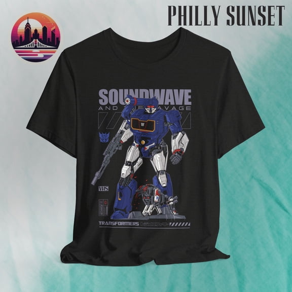 Reprint Rare Soundwave T-shirt, Soundwave and Ravage, Transformers, Autobots, Decepticons