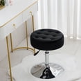 thumbnail image 3 of Furniliving Velvet Vanity Stool, Swivel Adjustable Ottoman, Tufted Makeup Chair for Bedroom, Black, 3 of 12