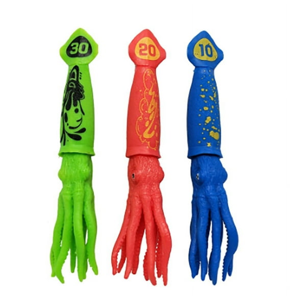 3 Pcs Squid Dive Toys Pool Toys for Kids Throw Underwater Octopus Bath Toys with Funny Faces Cuttlefish for Kids