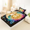 thumbnail image 4 of Homewish Boho Sun Moon Twin Sheets,Pink Purple Teal Gradient Galaxy Bedding,3 Pieces,1 Fitted Sheet and 1 Pillowcase, 4 of 6