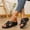 Black, variant on HAOTAGS Womens Casual Wedge Heel Sandals Breathable 2025 Spring Summer Sandals Black Size 7.5