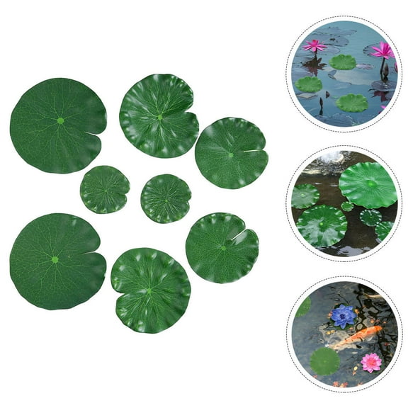 ELAYARD Simulated Lotus Leaf Eva Pond Decor Green Wear-Resistant Accessories 8Pcs