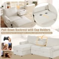 thumbnail image 4 of Eyisean 95" Convertible 2 in 1 Sleeper Sofa , L-Shaped Modular Sectional Couch with Pull Out Bed, Storage Chaise, Drop-Down Center Back Cushion & 2 Cup Holders, Upholstered Sofa Bed for Living Room, 4 of 18