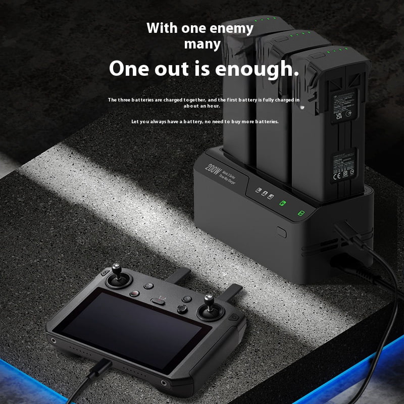 200W Fast Charging Hub for DJI Mavic 3 Series - TTOOGO Triple Battery Manager with Power Bank Function, Type-C Dual Direction Output, Smart Safety Protection, Portable Drone Charger