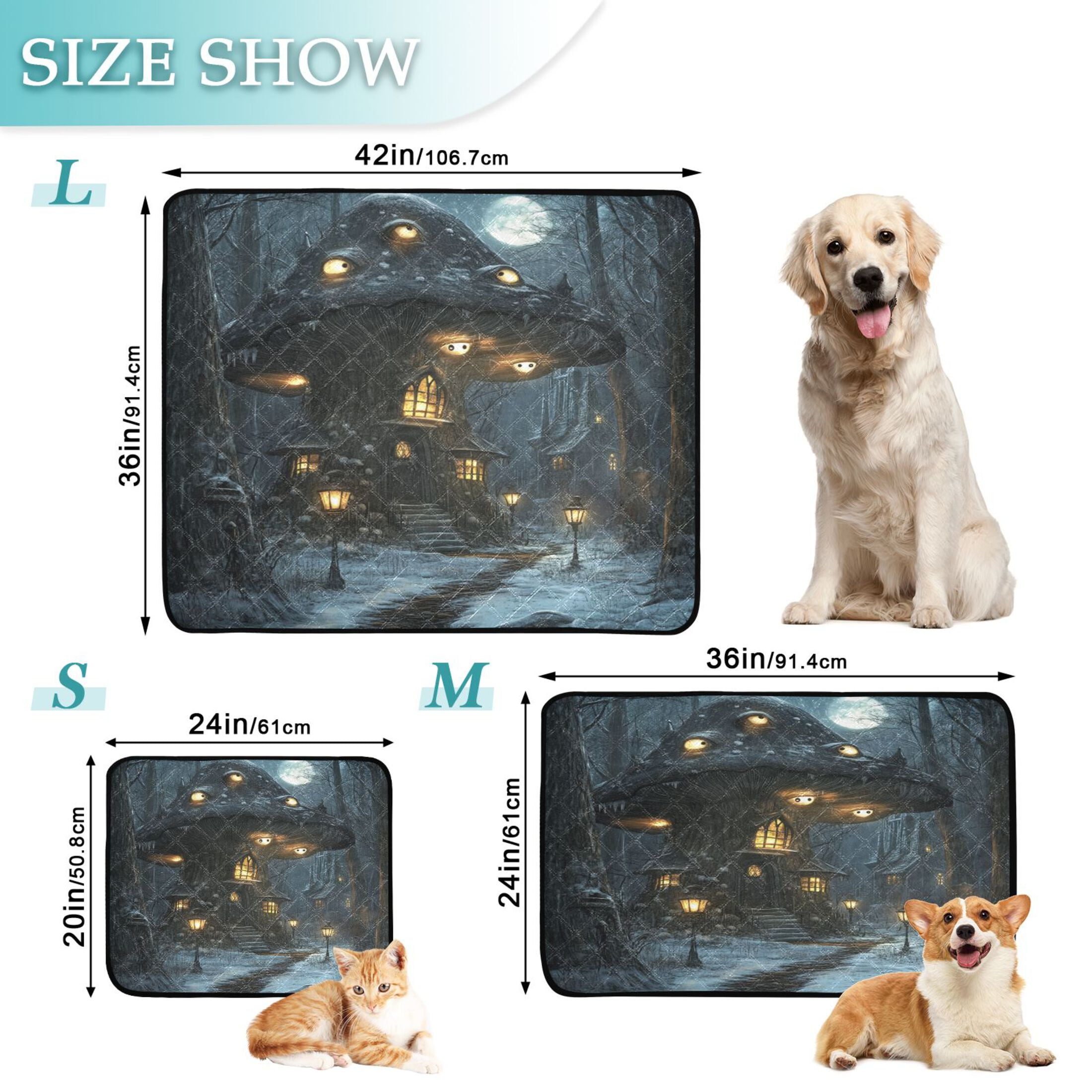 Qxltty Warm Mushroom Room Cat litter Pads Pet Set of 2 Diaper Mats Center Anti-leakage Layer Absorbent Soft and Comfortable