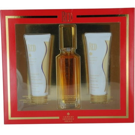 Giorgio Beverly Hills Red Women Gift Set (Eau de Toilette Spray, Perfumed Body Moisturizer, Shower Gel)