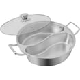 thumbnail image 6 of Stainless Steel Double-Flavor Hot Pot with S-Shaped Divider, Shabu Shabu Pot for 6-8 People, Soup Pot, Clear Lid, Induction Cookware Compatible for Gas & Electric Stoves, 6 of 8