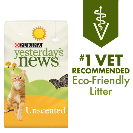 Purina Yesterday's News Non Clumping Paper Cat Litter, Unscented Low Tracking Cat Litter - 30 lb.