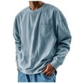 thumbnail image 3 of Sookity Mens Loose Fit Long Sleeve Shirts Solid Color Big and Tall Elastic Pullover Tops with Chest Pockets Mens Shirts Long Sleeve Casual Light Blue,XL, 3 of 7
