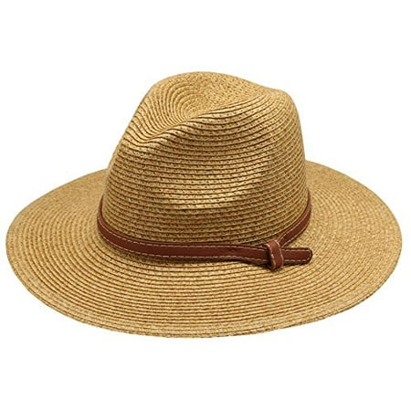 Epoch hats - Women's Braid Straw Wide Brim Classic Fedora Sun Hat UPF ...