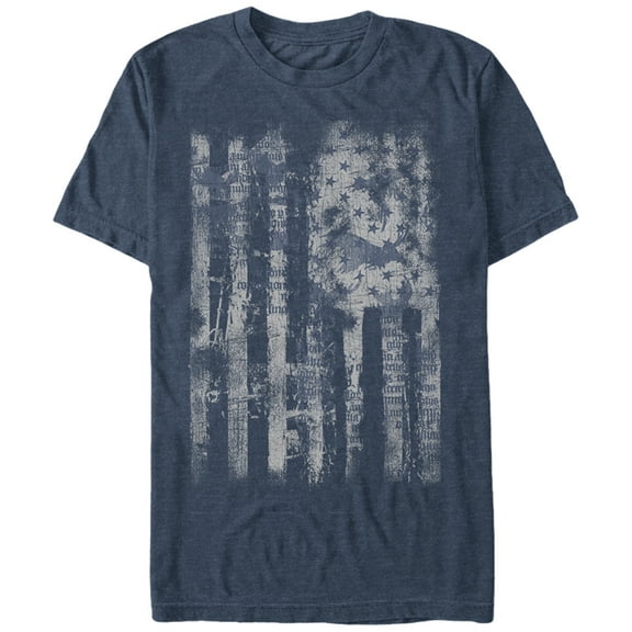Men's Lost Gods Fourth of July American Flag Fade Graphic Tee Navy Blue Heather Medium