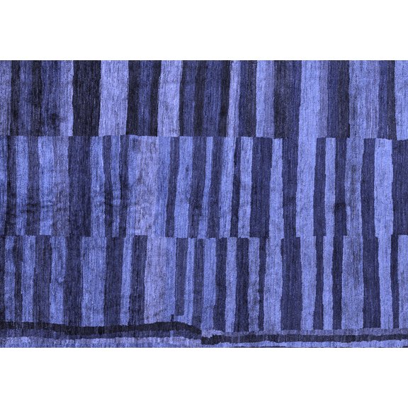 Ahgly Company Indoor Rectangle Abstract Blue Modern Area Rugs, 2' x 5'