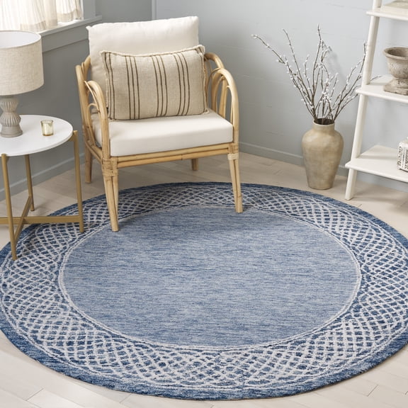 Safavieh Ebony Ladonna Bordered Area Rug, Blue/Ivory, 6' x 6' Round