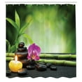 thumbnail image 3 of Ambesonne Spa Themed Shower Curtain, Orchid Leaves and Rocks, 69"Wx84"L, Apple Green and Fuchsia, 3 of 5