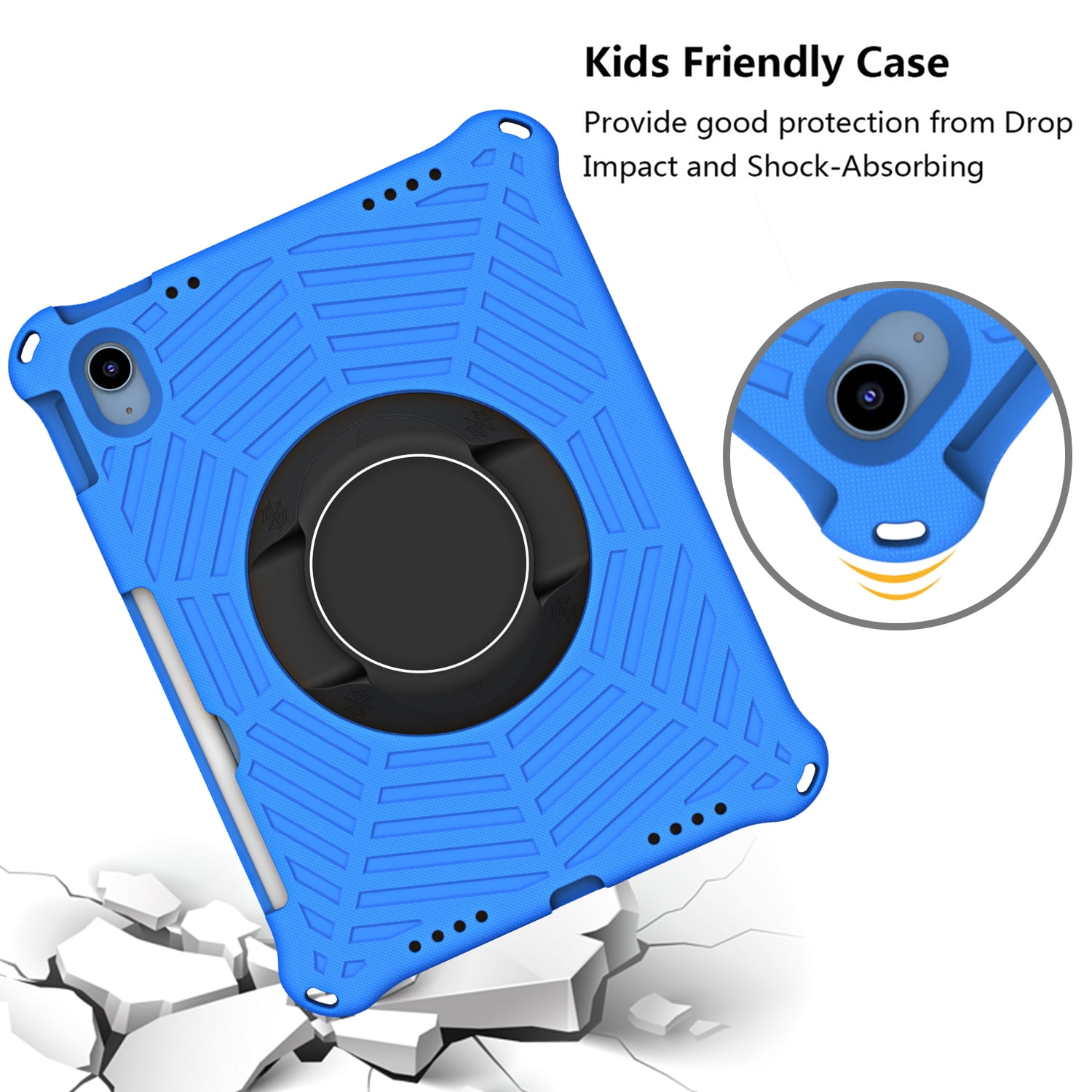 Dteck Rugged Case for Apple iPad (10th generetaion) 10.9-inch 2022, Shockproof Drop Protection Cover with 360 Rotatable Kickstand Shoulder Strap Pencil Holder for 10.9" iPad 10th Gen Case 2022,Blue