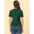 thumbnail image 4 of DARING DIVA Women's Peter Pan Collar Polka Dots Short Sleeve Tops L Green, 4 of 6