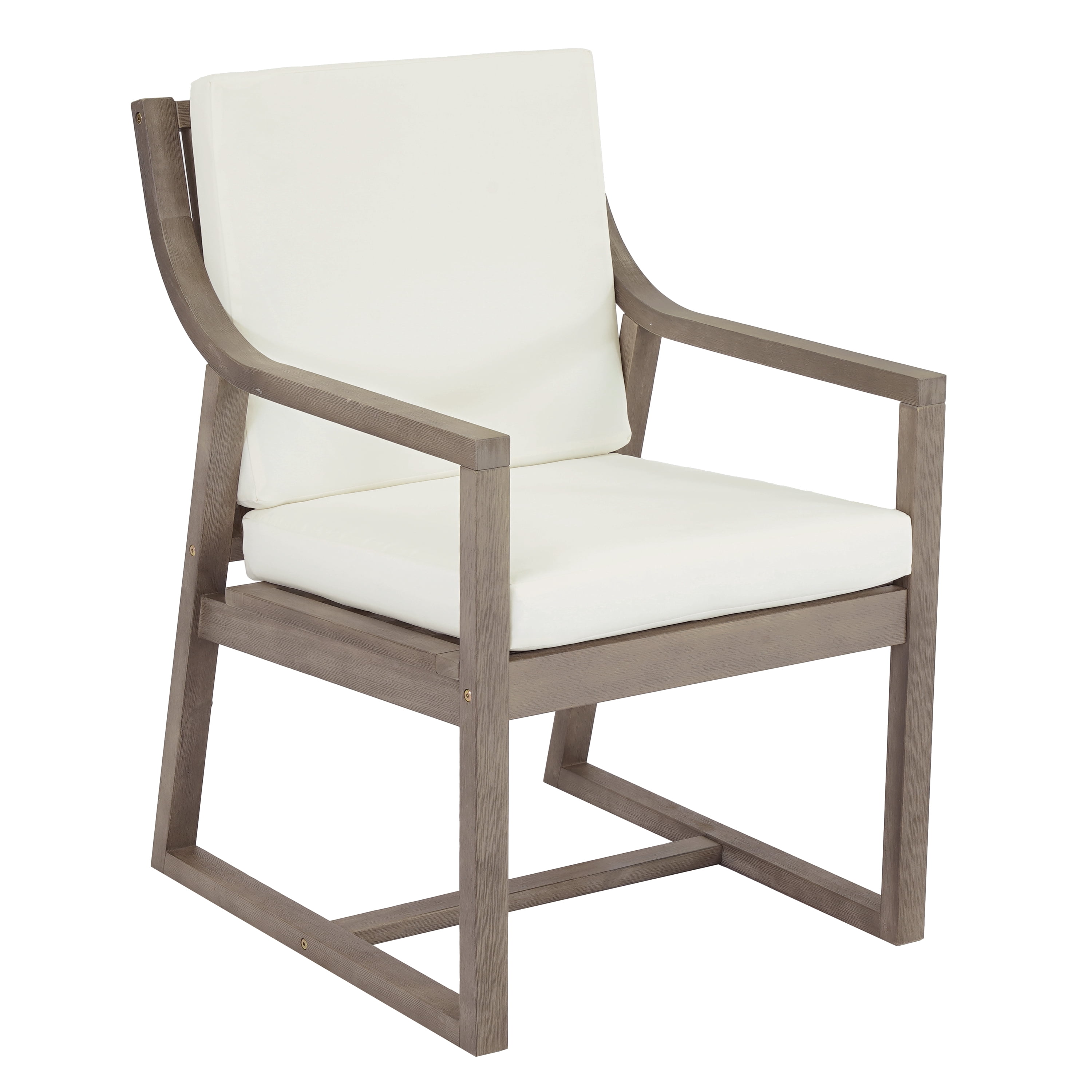 Leisure Chair Set, Outdoor Patio Seating Chairs with Black Brown Wood and Beige Cushion