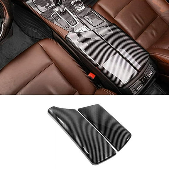 for - 5 Series F10 2011-2016 Carbon Fiber Center Armrest Box Covers Console Storage Trim Cover