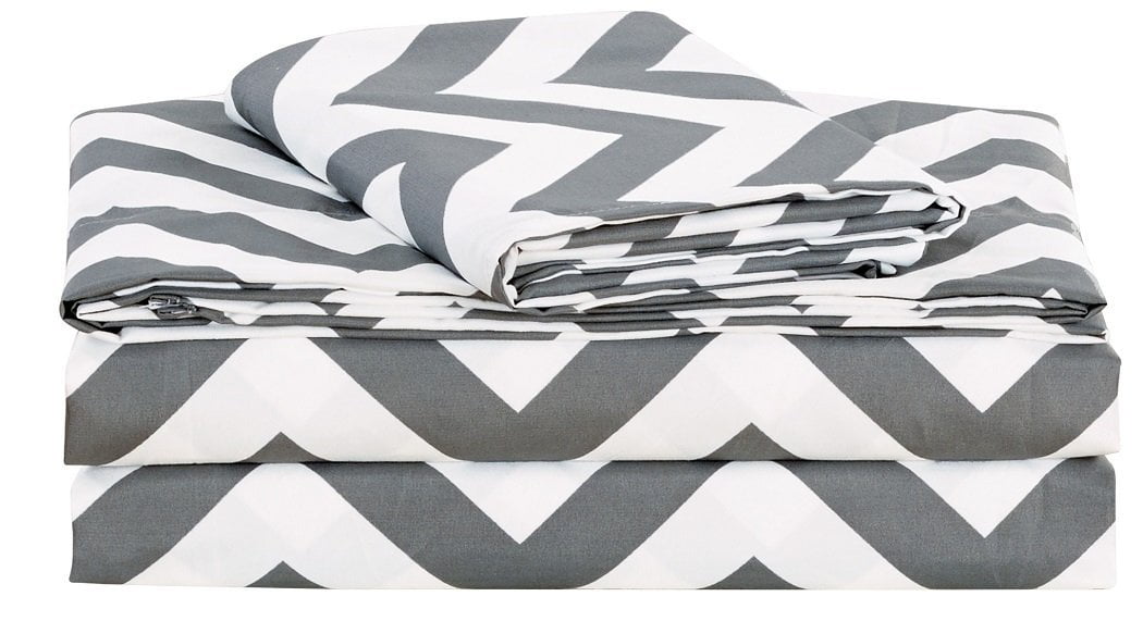 Bedding Chezmoi Collection 3pc Gray White Chevron Reversible Zig