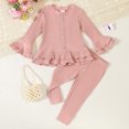 thumbnail image 2 of Lenpel Baby Clothes for Girls Toddler Fall Winter Cute Ruffle Long Sleeve Ribbed Shirts Pants 2Pcs Infant Outfits Set, 2 of 7