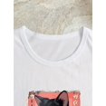 thumbnail image 3 of Women's Anime Cat Eating Ramen Graphic T-Shirt - Short Sleeve Crew Neck Casual Top with Japanese Text, Medium Stretch & Machine Washable Summer Spring Tee, 3 of 4