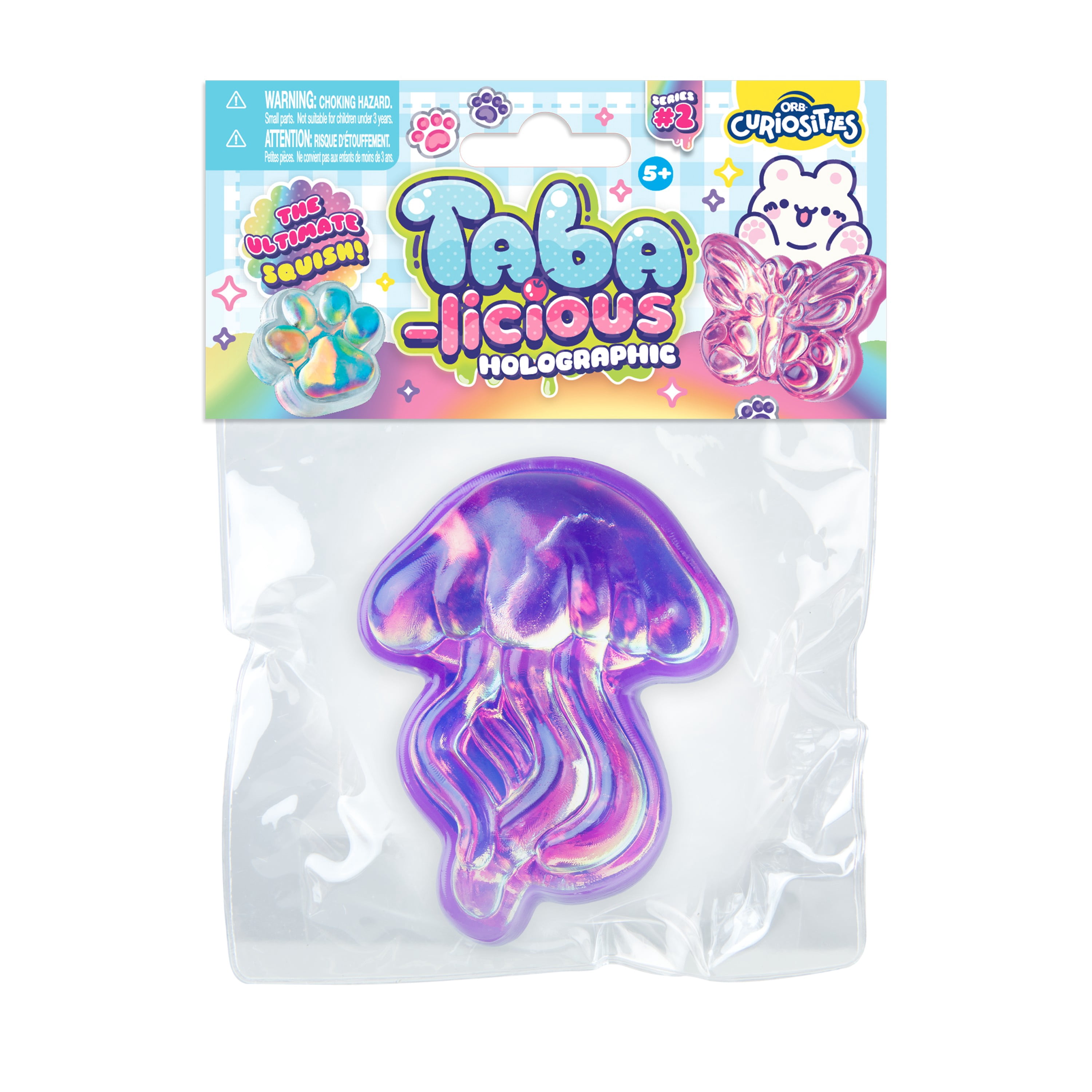 ORB Tabalicious Holographic TABA Squishy Jellyfish Toy - Cute, Sticky Jellyfish TABA Squishies with Holographic Surface - Fun Squishy Stress Ball Toys - Kawaii Sensory Fidget Toys for Kids and Adults