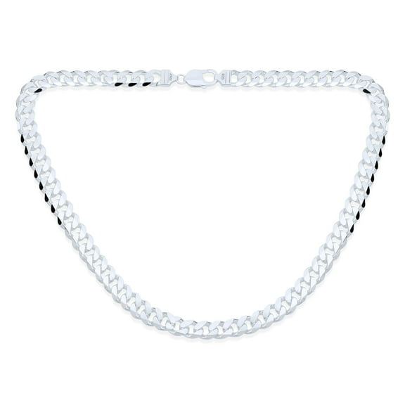 Bling Jewelry Mens Men's Solid Sterling Silver 8MM Miami Cuban Chain Necklace Nickel-Free 250 Gauge