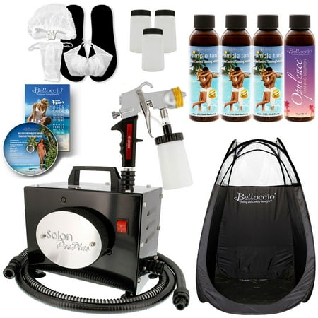 SALON PRO PLUS Sunless Airbrush SPRAY TANNING KIT 4 Simple Tan Solution Tent DVD