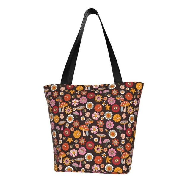 Disketp 70s Groovy Hippie Retro Bolsa de Hombro Casual para Mujer, Bolso Cruzado para Compras, Viajes y Uso Diario