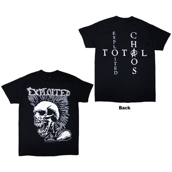 The Exploited Unisex T-Shirt Mohican Skull (Black) (Back Print)