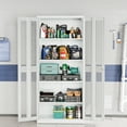 thumbnail image 3 of Ktaxon 71"H Metal Garage Storage Cabinet with 2 Mesh Doors, Garage Tool Storage Cabinet with Pegboards and 4 Adjustable Shelves, Locking Steel Tool Cabinets for Garage, Office, Workshop, Warehouse, 3 of 10