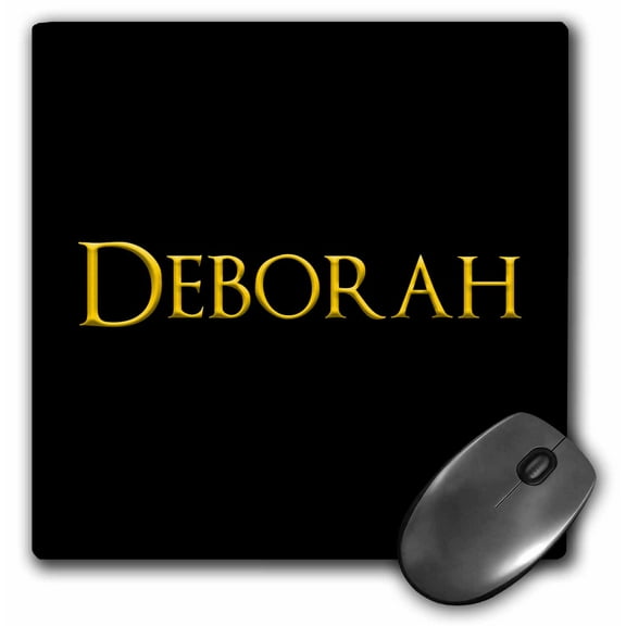 3dRose, Deborah popular lady name in the America. Yellow on black charm, MousePad