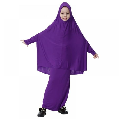 

Toddler Girls Muslim Islamic Dress Two Piece Girl Prayer Long Dress