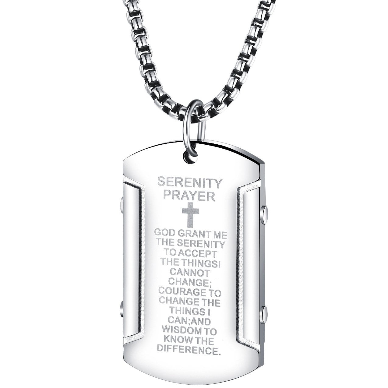 mens cross necklace with serenity prayer