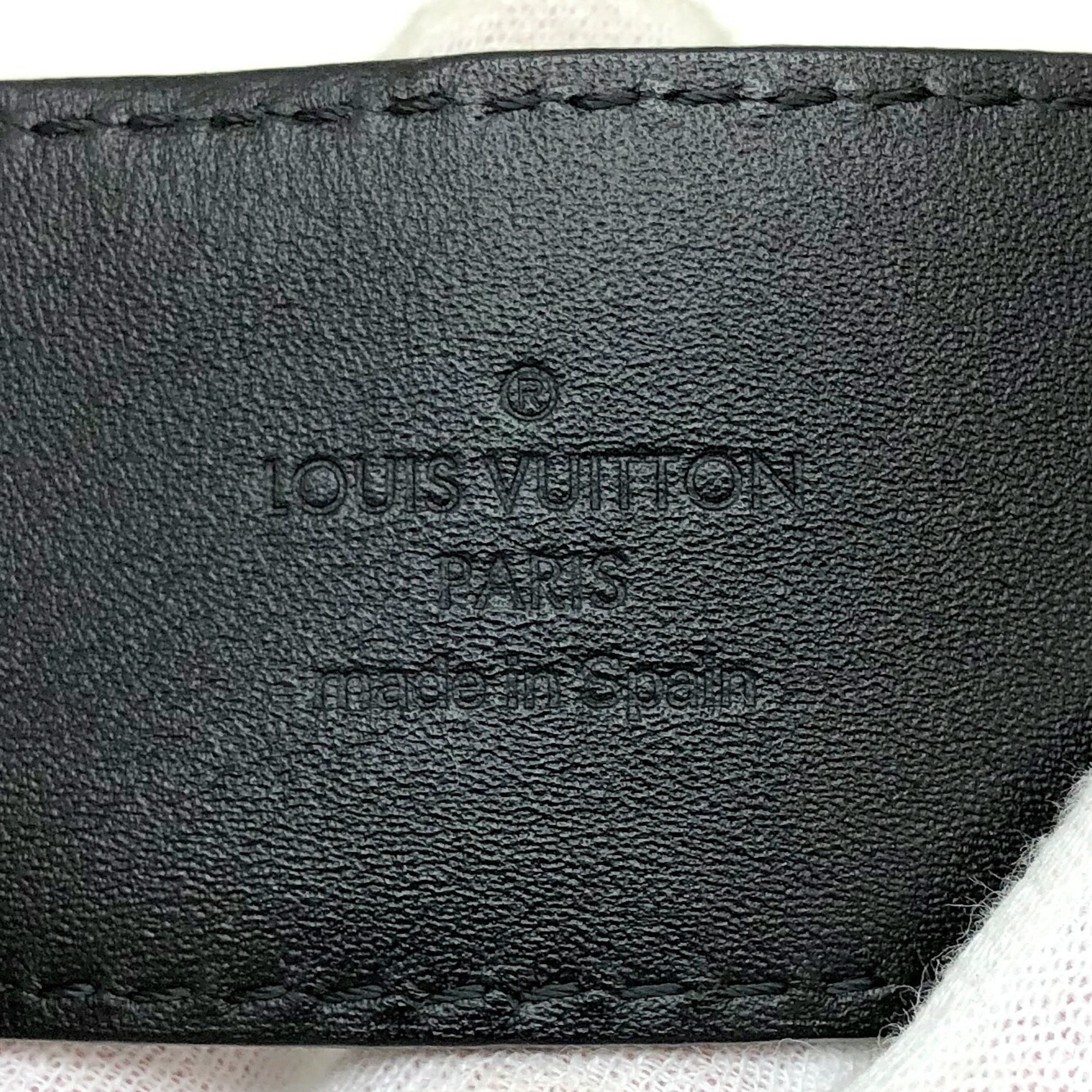 Authenticated Used LOUIS VUITTON Louis Vuitton Sunture LV Initial Micro  Damier Belt M6875V Notation Size 85/34 Suede Leather Noir Black Silver  Hardware 40MM 