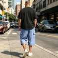 thumbnail image 5 of Zimjoy Men's Below Knee Length Cargo Shorts Elastic Drawstring Capri Bermuda Loose Fit Casual Streetwear Walking Utility Shorts with Multi Pockets Sky Blue 2XL, 5 of 7