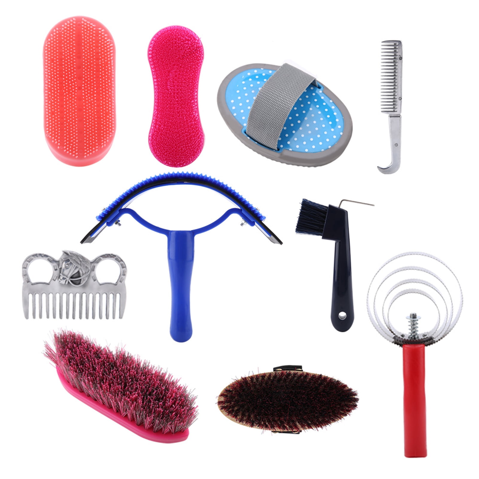 Horse Cleaning Tool, Durable 10pcs Equestrain Cleaning Tool Set, Clean For Anyone With A Horse Or