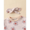 thumbnail image 4 of Suealasg Toddler Baby Girl 3PCS Clothes Long Sleeve Floral Heart Print Sweatshirt Shirt Top + Elastic Band Pants Headband Sets 3M 6M 9M 12M 18M 24M 2T 3T Infant Girls Fall Winter Outfits Set, 4 of 9