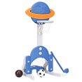 thumbnail image 1 of Canasta de Baloncesto Costway Altura Regulable para Niños Azul y Gris 57 x 57 x 111-151 cm con Pelota de Baloncesto Fútbol y de Golf, 1 of 9