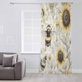 thumbnail image 3 of Sunflowers Bees Semi Sheer Curtains Drapes for Living Room, Bedroom, French Doors Window 54 Inches Long, Summer Vintage Flowers Leaf Plant Rod Pocket Chiffon Curtain Drapery Voile Draperies Panel, 3 of 6