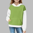 thumbnail image 5 of XUNKUSGA Hooded Sweatshirts 5-15 Yesrs Classic Waffle-Knit Plain Hoodie Fashion Color Blocked Pullover Hoodies for Girls Loose Long Sleeved Hoodies for Teen Girls With Pocket Green, 5 of 7