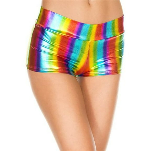 Rainbow Metallic Booty Shorts Club Rave Sexy Shiny Colorful Pride Gift